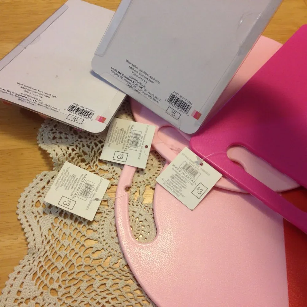 Pretty in pink kitchen tools bundle, cutting boards and cheese knives